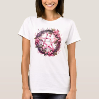 Maak Je Eigen Roze Pentakel Bloemen T-shirt