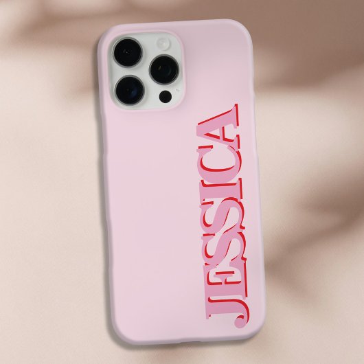 Maak Je Eigen Roze Rode Naam Monogram iPhone Hoesje