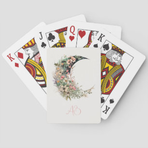 Maak je eigen roze weide bloem halve maan pokerkaarten