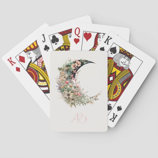 Maak je eigen roze weide bloem halve maan pokerkaarten (Achterkant)