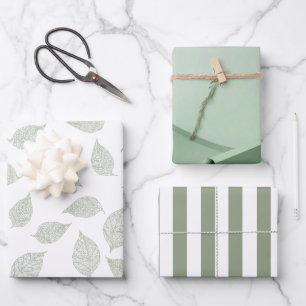 Maak Je Eigen Salie Groene Witte Gestreepte Patroo Inpakpapier Vel