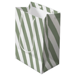 Maak Je Eigen Saliegroen Wit Gestreept Patroon Medium Cadeauzakje