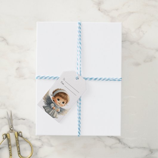 Maak je eigen schattige jongens Kerstengel Cadeaulabel (Met Touw)