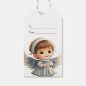 Maak je eigen schattige jongens Kerstengel Cadeaulabel (Voorkant)