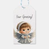 Maak je eigen schattige jongens Kerstengel Cadeaulabel (Achterkant)