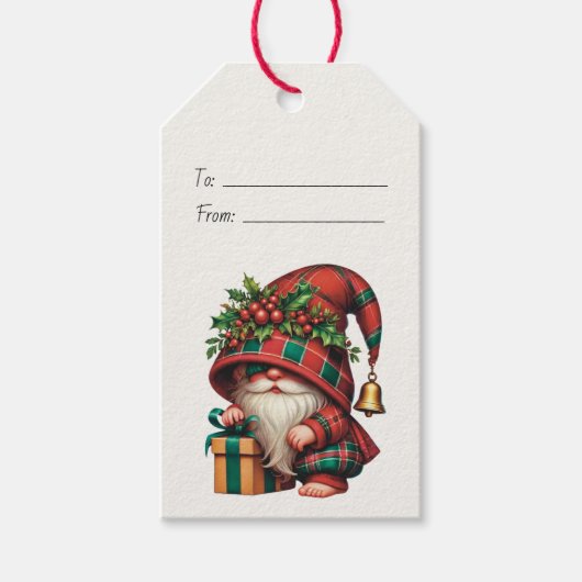 Maak Je Eigen Schattige Kerst Plaid Kabouter Cadeaulabel (Voorkant)