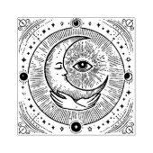 Maak Je Eigen Schommelende Halvemaan Evil Eye Rubberstempel (Afrduk)