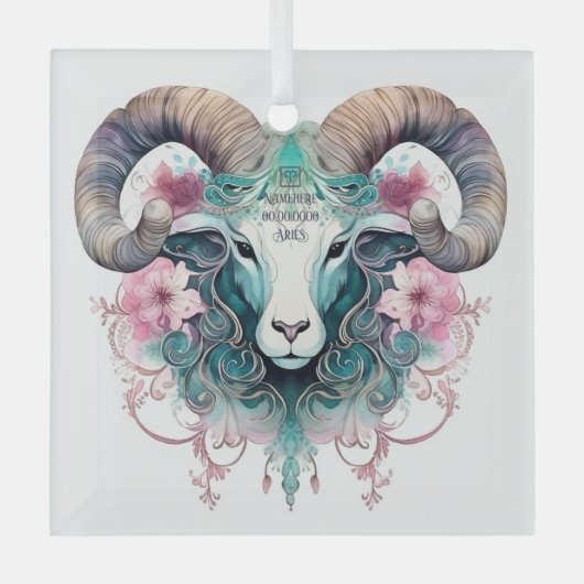 Maak Je Eigen Schone Aries Dierenriem Glas Ornament (Voorkant)