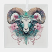 Maak Je Eigen Schone Aries Dierenriem Glas Ornament (Achterkant)