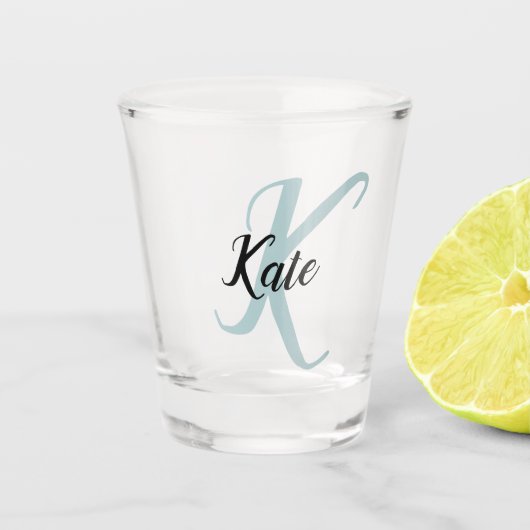 Maak Je Eigen Script Monogram Initiaal & Naam Shot Glas (Voorkant)