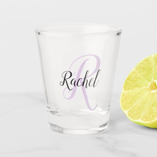 Maak Je Eigen Script Monogram Initiaal & Naam Shot Glas (Voorkant)