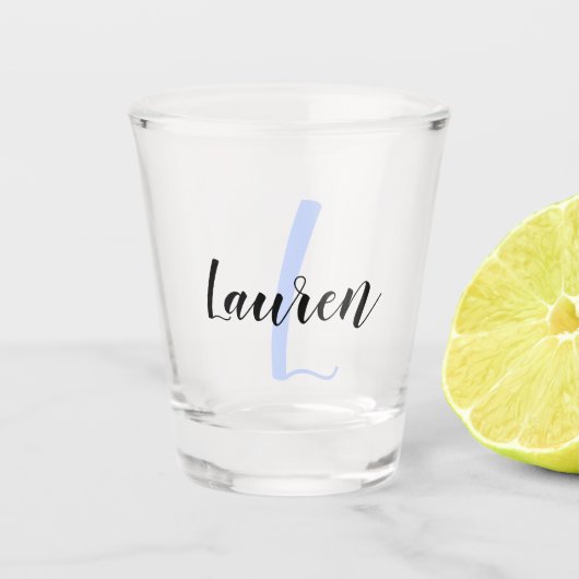 Maak Je Eigen Script Monogram Initiaal & Naam Shot Glas (Voorkant)