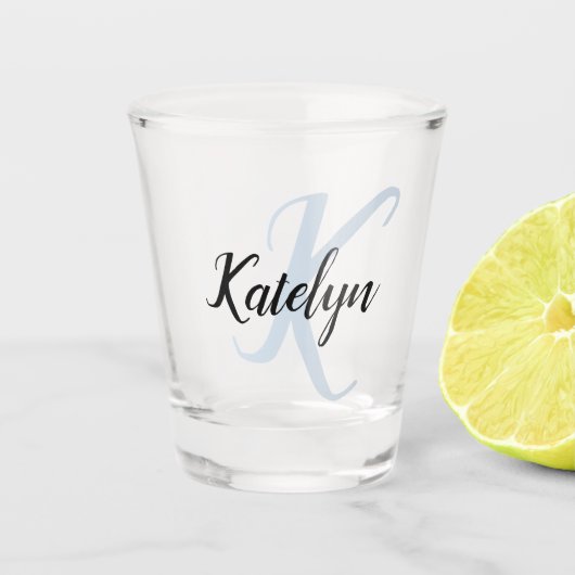 Maak Je Eigen Script Monogram Initiaal & Naam Shot Glas (Voorkant)