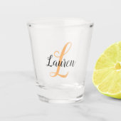 Maak Je Eigen Script Monogram Initiaal & Naam Shot Glas (Voorkant)