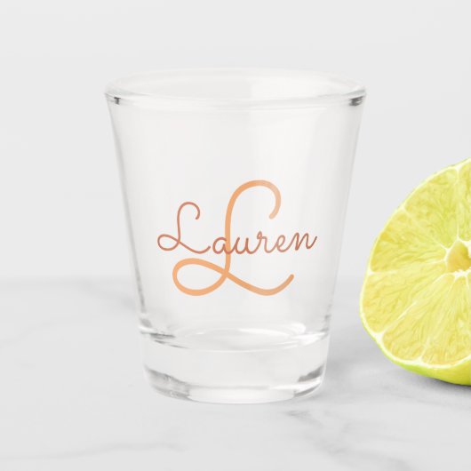 Maak Je Eigen Script Monogram Initiaal & Naam Shot Glas (Voorkant)