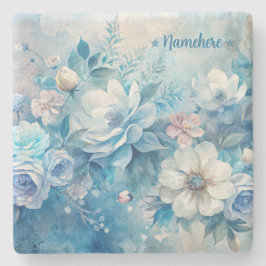 Maak je eigen shabby chic blauwe en paarse rozen stenen onderzetter
