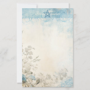 Maak Je Eigen Shabby Chic Blauwe Ivoren Bloem Briefpapier