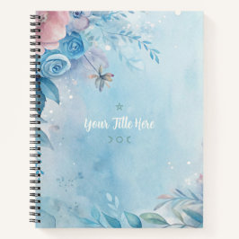 Maak Je Eigen Shabby Chic Blauwe Roze Rozen Bloems Notitieboek