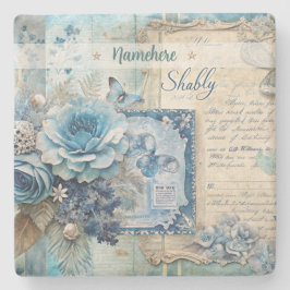 Maak Je Eigen Shabby Chic Blauwe Rozen Bloemenstuk Stenen Onderzetter