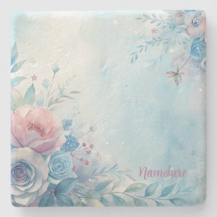 Maak Je Eigen Shabby Chic Blauwe Rozen Met Roze Ti Stenen Onderzetter