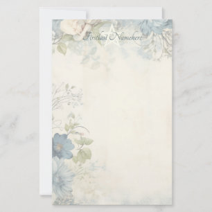 Maak Je Eigen Shabby Chic Blue Cosmos Bloemen Briefpapier
