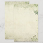 Maak Je Eigen Shabby Chic Groene Bladgroen Briefpapier (Voorkant / Achterkant)
