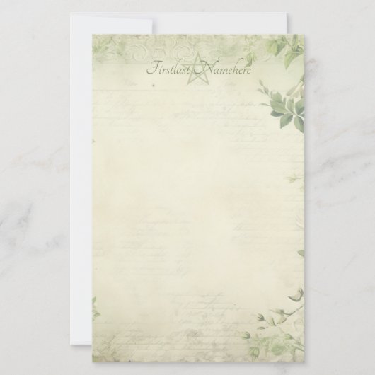 Maak Je Eigen Shabby Chic Groene Bladgroen Briefpapier (Voorkant)