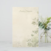 Maak Je Eigen Shabby Chic Groene Rozen Bloemstuk Briefpapier (Staand voorkant)