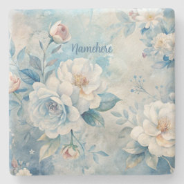 Maak je eigen shabby chic nevelige witte rozen stenen onderzetter