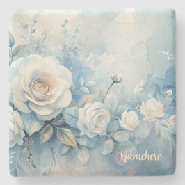 Maak je eigen Shabby Chic nevelige witte rozen Stenen Onderzetter
