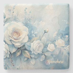 Maak je eigen Shabby Chic nevelige witte rozen Stenen Onderzetter