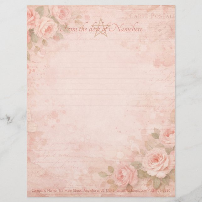 Maak Je Eigen Shabby Chic Perzikrozen Briefhoofd (Voorkant)