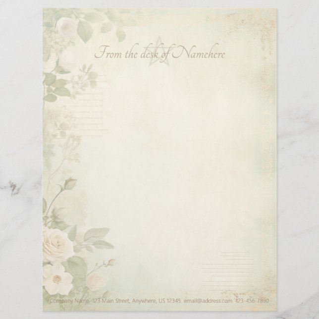 Maak Je Eigen Shabby Chic Perzikrozen Groen Briefhoofd (Voorkant)