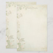 Maak je eigen Shabby Chic Perzikrozen Groen Briefpapier (Voorkant / Achterkant)