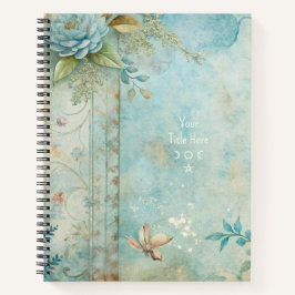 Maak je eigen Shabby Chic Romantische Blauwe Pioen Notitieboek
