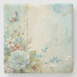 Maak je eigen Shabby Chic Romantische Blauwe Pioen Stenen Onderzetter