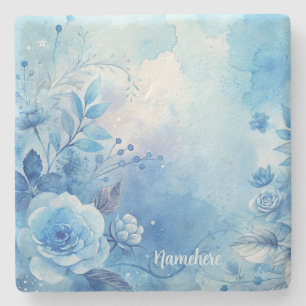 Maak je eigen Shabby Chic romantische blauwe rozen Stenen Onderzetter