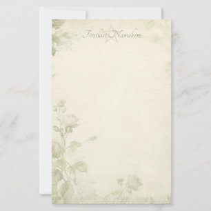 Maak je eigen Shabby Chic Roze Roosjes Groen Briefpapier
