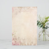 Maak je eigen Shabby Chic Roze Rozen Ephemera Briefpapier (Staand voorkant)
