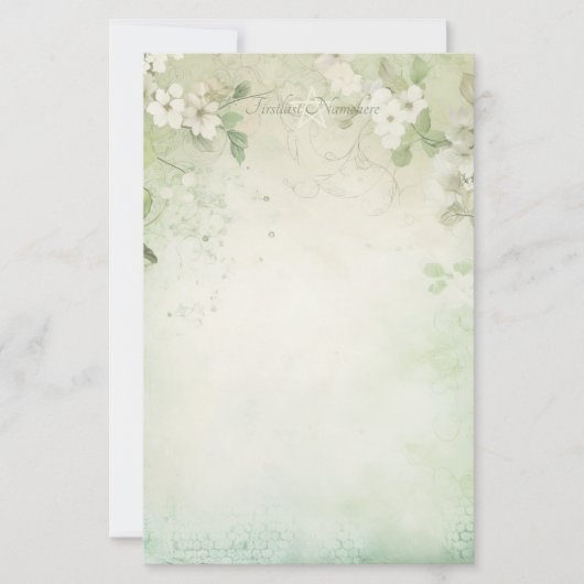 Maak je eigen Shabby Chic Witte Bloem Wingerd Briefpapier (Voorkant)