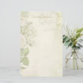 Maak Je Eigen Shabby Chic Witte Rozen Bloem Briefpapier (Staand voorkant)