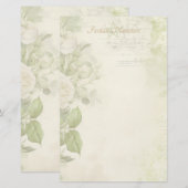 Maak Je Eigen Shabby Chic Witte Rozen Bloem Briefpapier (Voorkant / Achterkant)