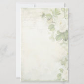 Maak je eigen Shabby Chic Witte Rozen Groen Briefpapier (Achterkant)