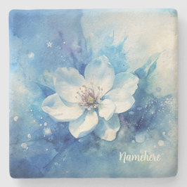 Maak je eigen shabby chic witte theeroos blauw stenen onderzetter