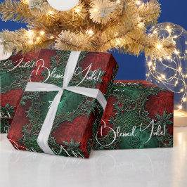 Maak Je Eigen Sierlijke Rode Groene Yule Hulst Cadeaupapier