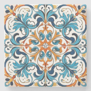Maak Je Eigen Sierlijke Turquoise Oranje Blauw Stenen Onderzetter