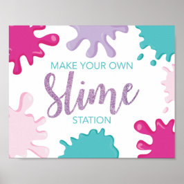 Maak je eigen slijm verjaardagsfeest bord roze poster