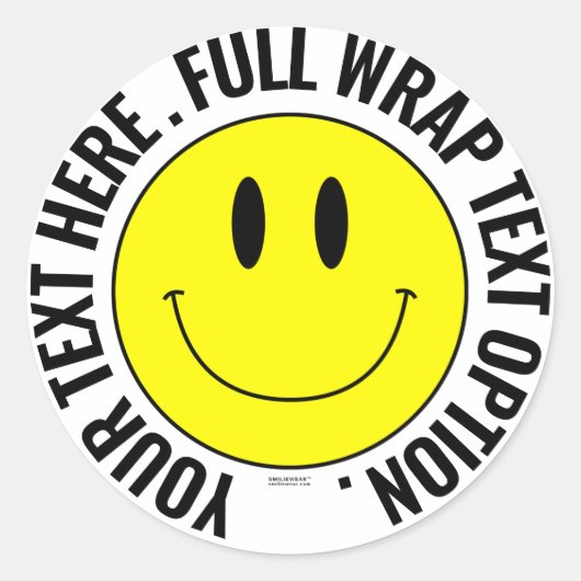 Maak je eigen smilie ronde Sticker, full text wrap Sticker (Voorkant)