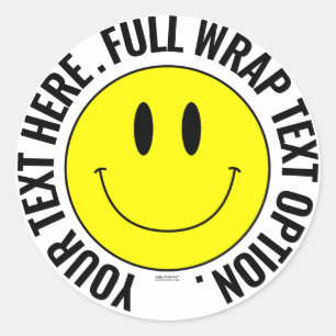 Maak je eigen smilie ronde Sticker, full text wrap Sticker
