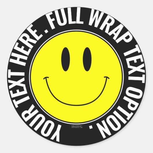 Maak je eigen smilie ronde Sticker, full text wrap Sticker (Voorkant)